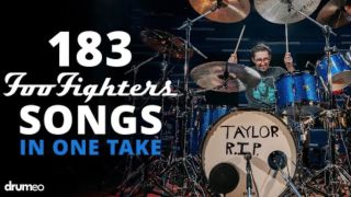 Drumeo's Brandon Toews recording 183 Foo Fighters songs