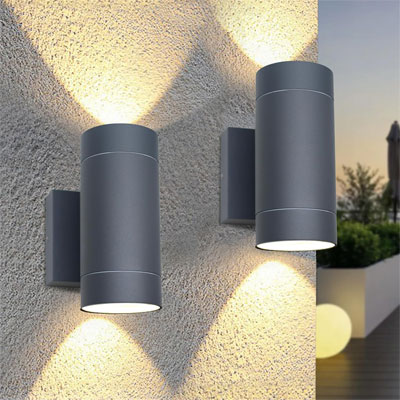 pair of modern grey wall lights
