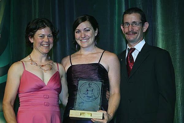 Anna Meares claimed the top female track rider of the year. Retired cyclist Anna Wilson and Paralympian Chris Scott were on hand to present the trophy.