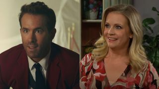 From left to right: Ryan Reynolds in Red Notice and Melissa Joan Hart in a Sabrina sketch on The Late Late Show 