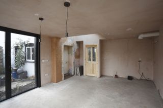 second fix work and freshly plastered walls