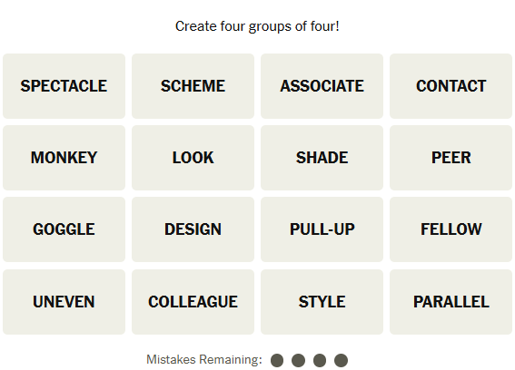 The New York Times Connections puzzle on April 8, 2026