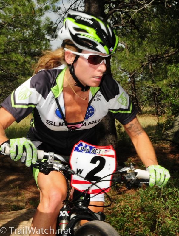 Willow Koerber (Subaru-Trek) uses her technical skills to keep Georgia Gould (Luna) in sight