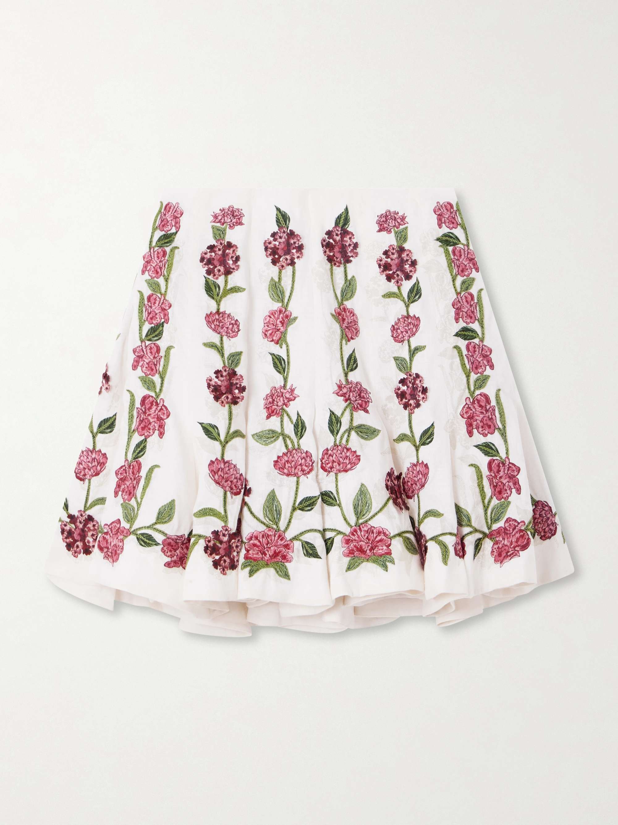 Cerezo Appliqu&amp;eacute;d Embroidered Linen Mini Skirt