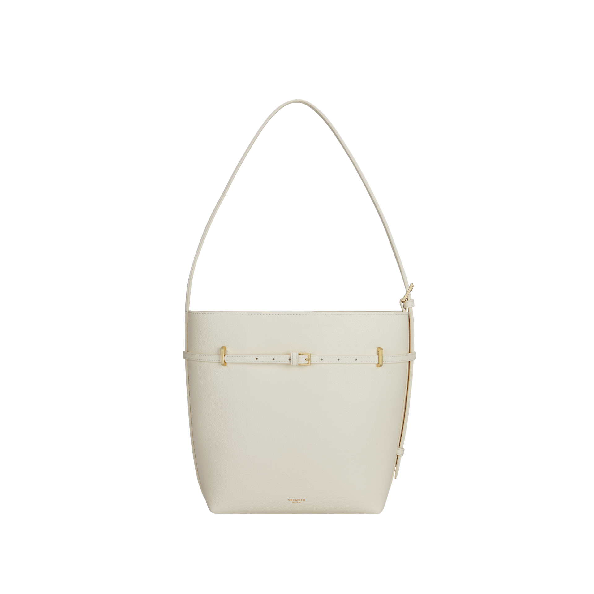 Small Ivory Belted Tote Bag