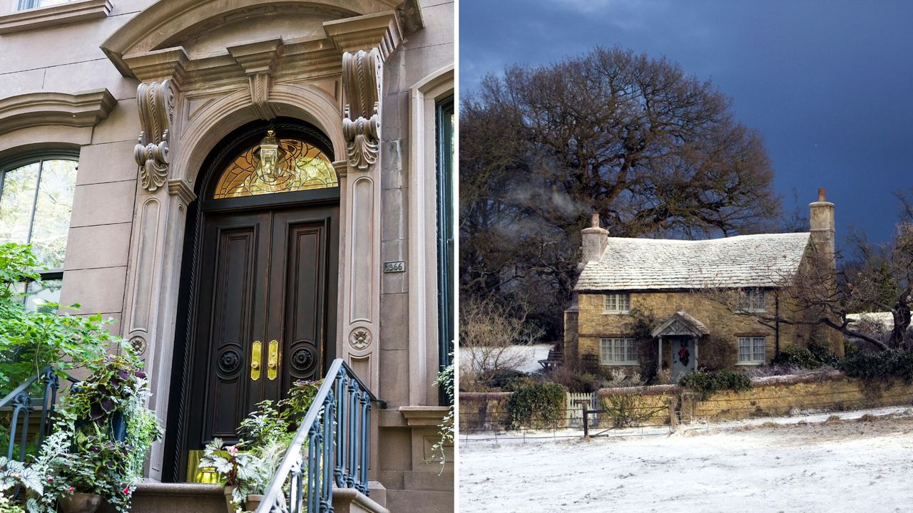 L-R: Carrie Bradshaw&#039;s apartment door, the cottage from The Holiday