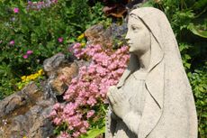 Virgin Mary Statue In Garden