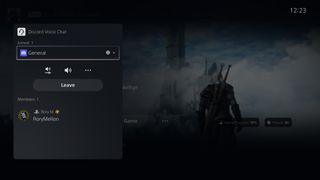 Screenshots of the PS5 UI, demonstrating the steps to join a Discord voice chat on PS5