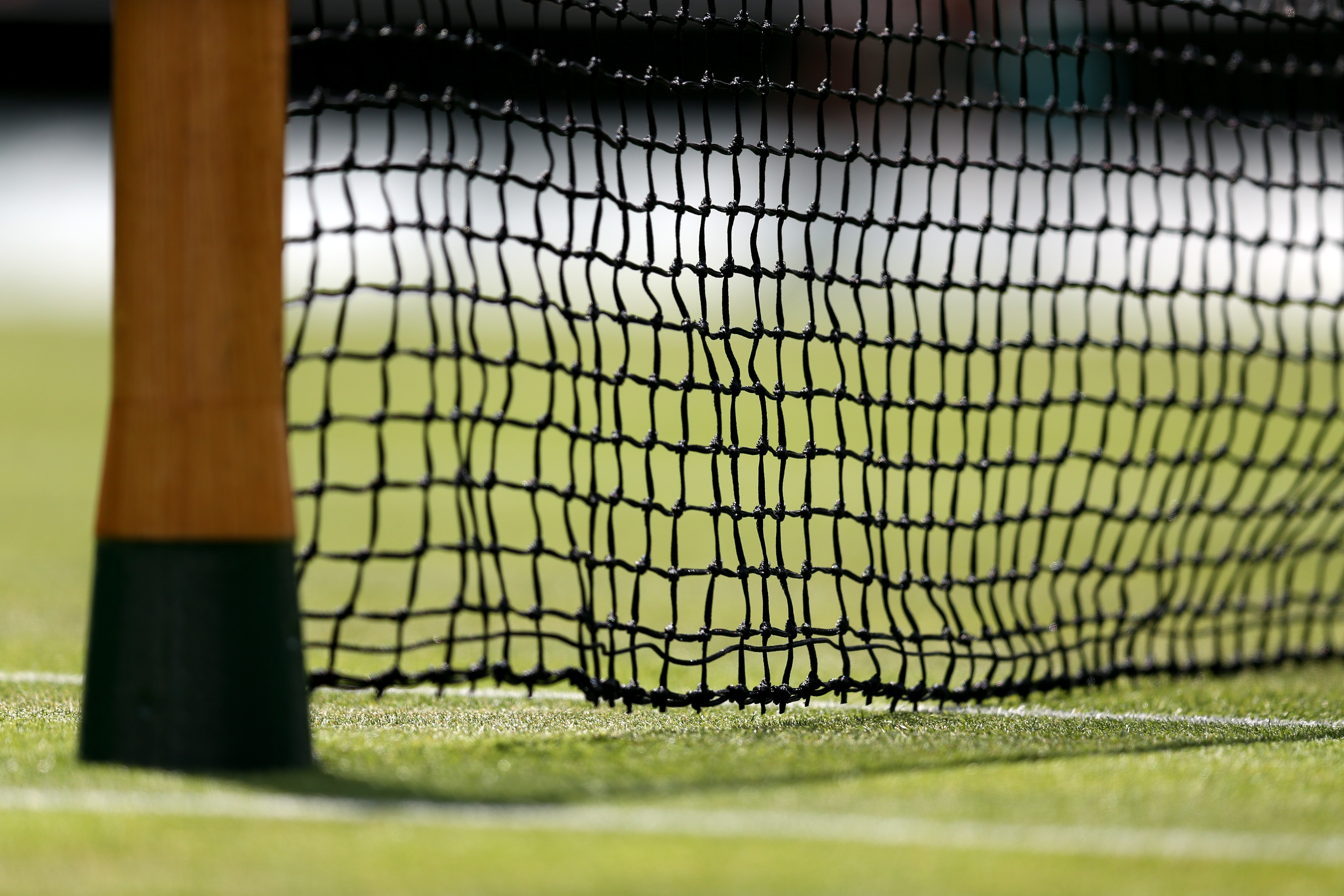 Close-up of the net and grass on Centre Court at Wimbledon