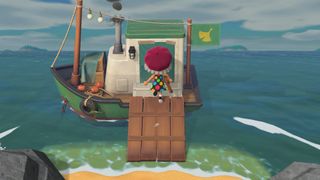 Animal Crossing: New Horizons Player entering Redd's boat