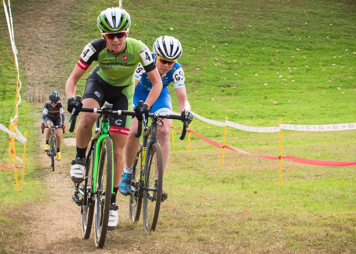 Kaitlin Antonneau (Cannondale-Cyclocrossworld) and Georgia Gould (Luna Pro Team) chasing Katie Compton