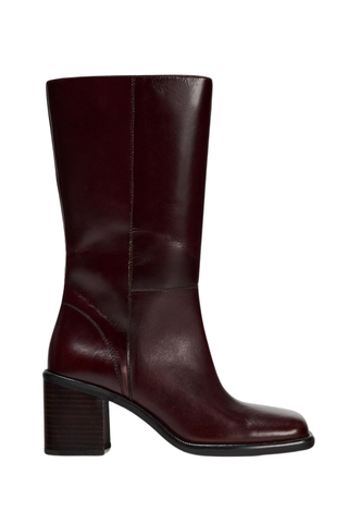 Leather Ankle Boots With Square Toe