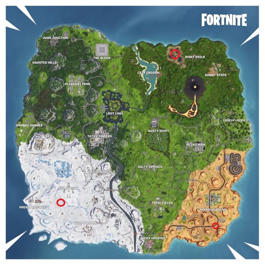 fortnite where to dance between 3 ice sculptures 3 dinosaurs and 4 hot springs pc gamer - fortnite 3 ice sculptures