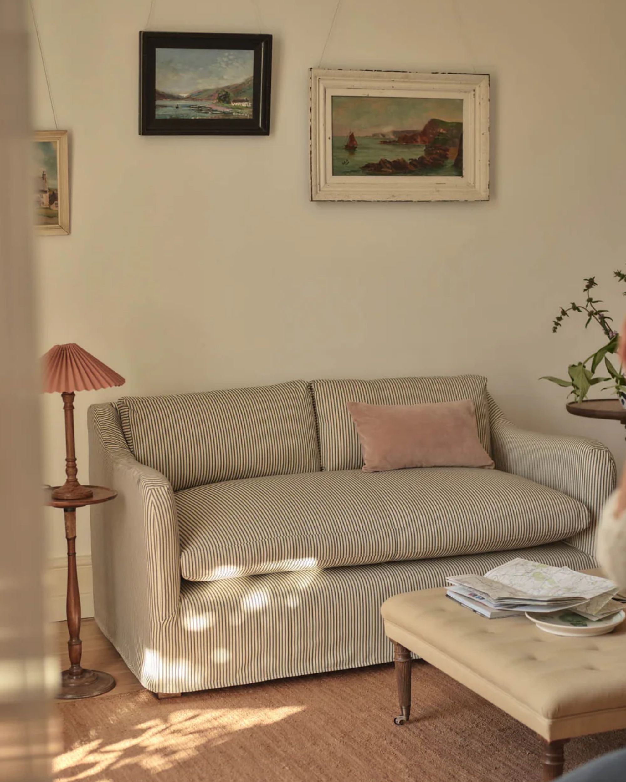 Rowen &amp;amp; Wren, Warren Loose Cover Sofa, Black Ticking Stripe