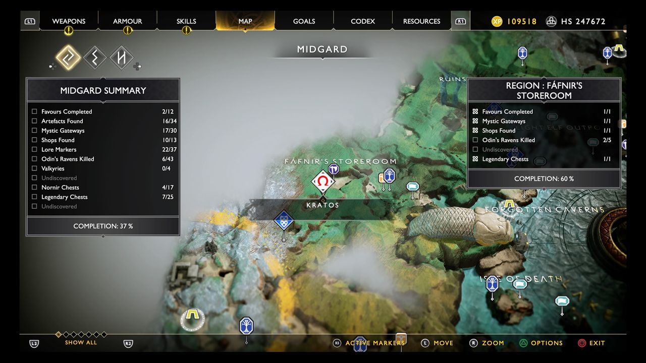 God of War treasure map locations