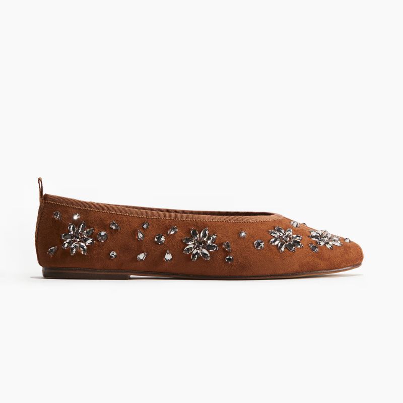 H&amp;amp;M, Rhinestone-Embellished Ballet Flats