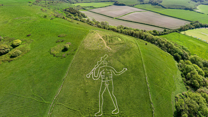 Aerial view of Cerne Abbas giant