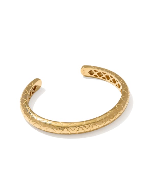 Bold Etched 18k Yellow Gold Vermeil Cuff Bracelet