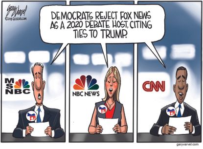 Political&nbsp;Cartoon&nbsp;U.S. Trump Fox News MSNBC CNN Democratic National Committee Debates