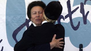 Princess Anne hugging Zara Tindall