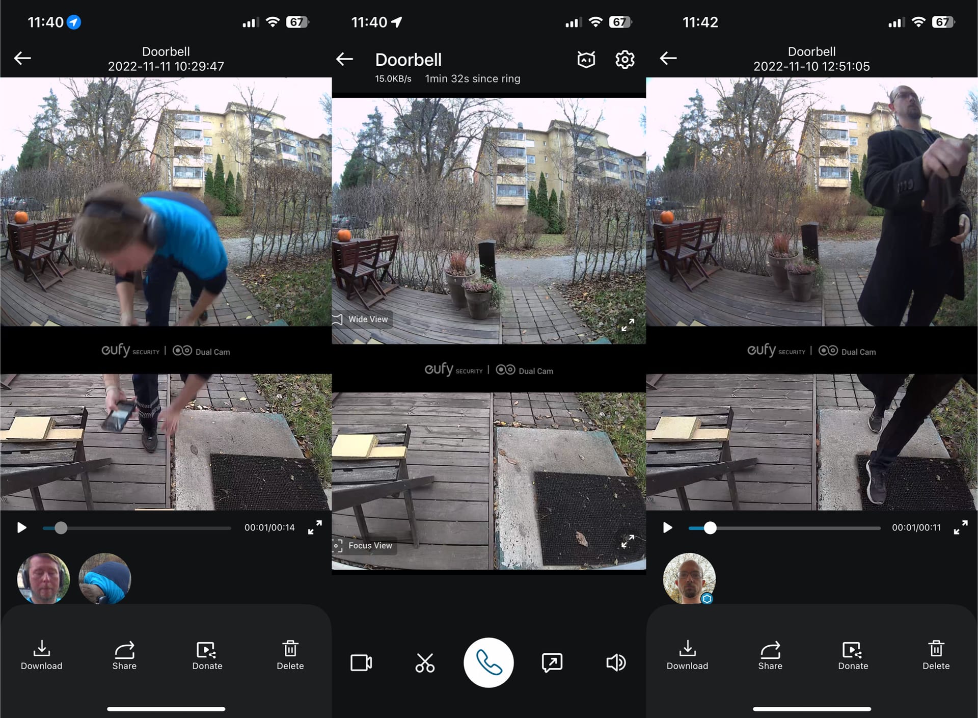 Bildexempel dagtid från Eufy Video Doorbell Dual