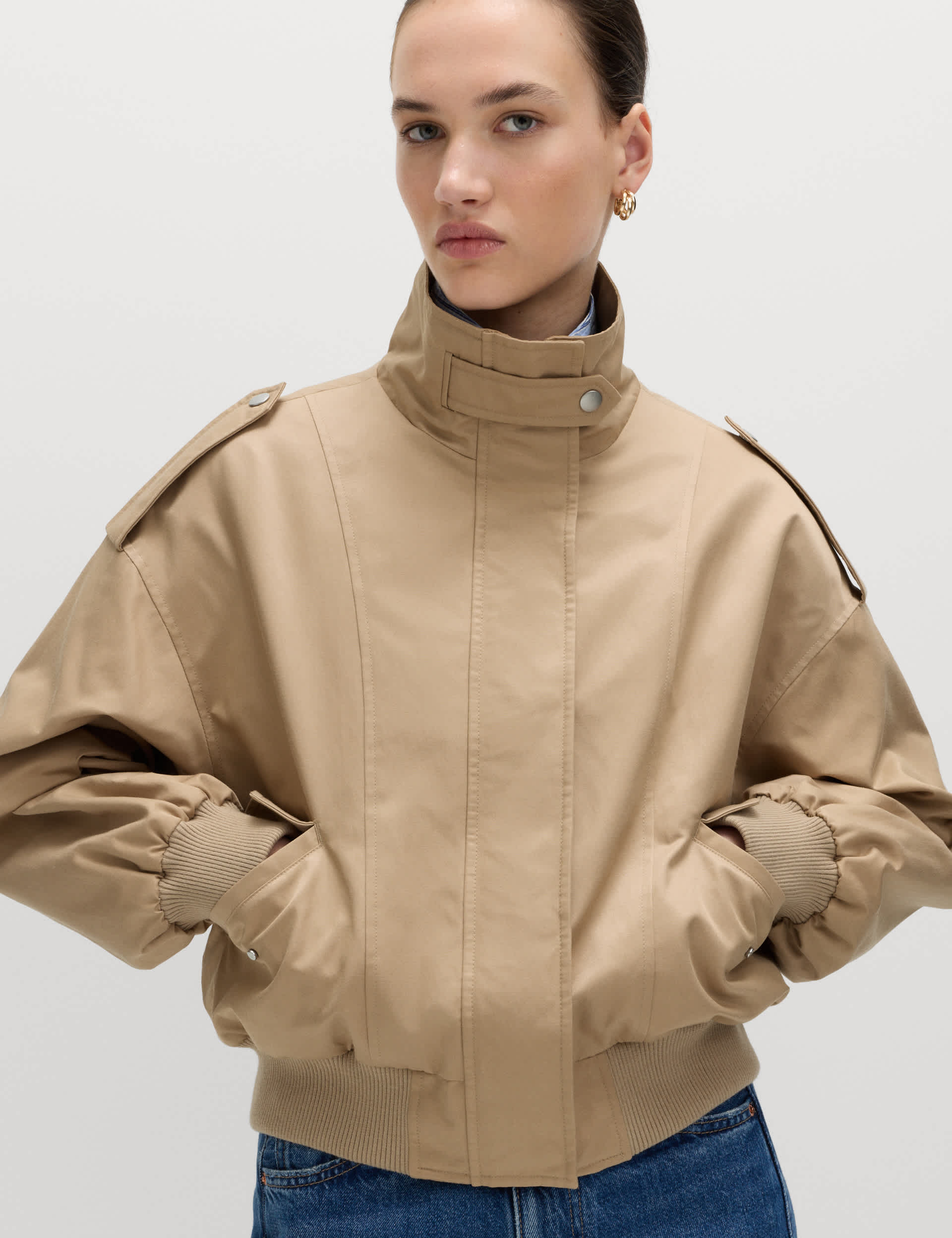 Cotton Rich Satin Look Bomber Jacket