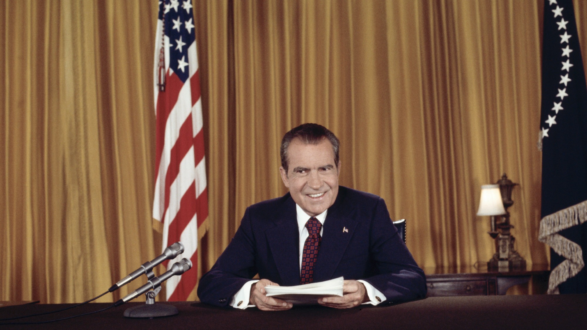 President Richard Nixon during a nationally televised address regarding Watergate