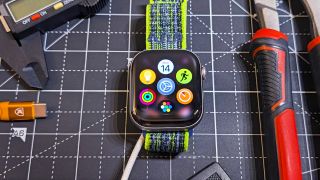 Close-up of the Apple Watch 11 running the latest watchOS 27 software