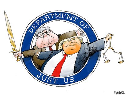 Political Cartoon U.S. Trump Barr Department Of Just Us