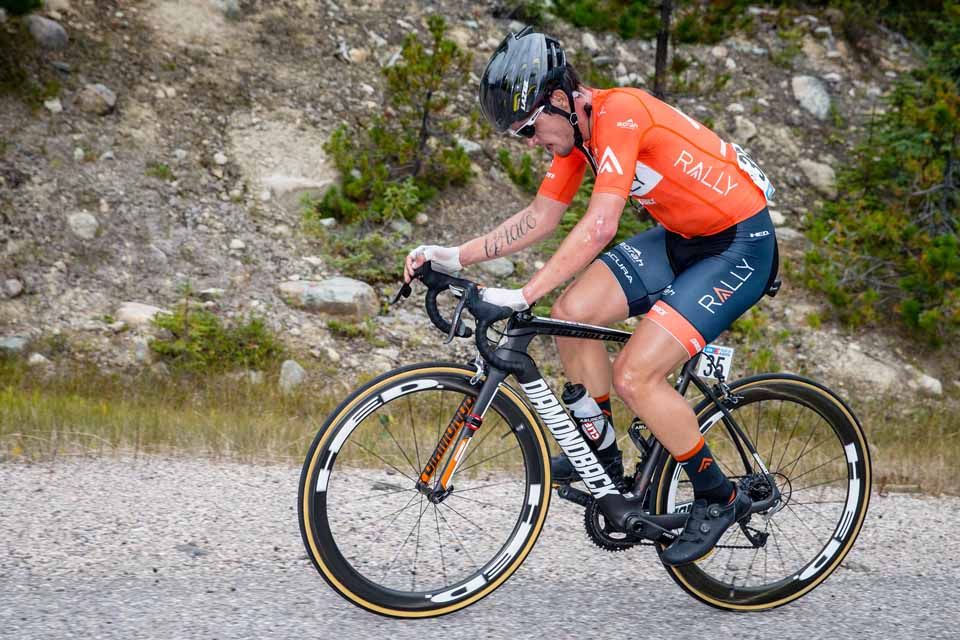Evan Huffman (Rally Cycling) on the attack at the Tour of Alberta.