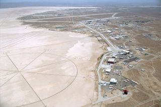 Aerial photograph of NASA Dryden Flight Research Center, which Congress has voted to rename after astronaut Neil Armstrong.