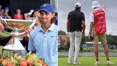 Images of Tommy Fleetwood and Scottie Scheffler alongside Ted Scott