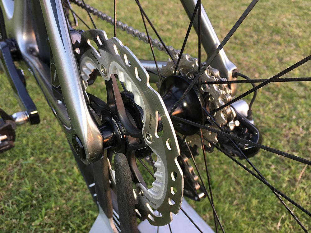 The rear Shimano 160mm disc