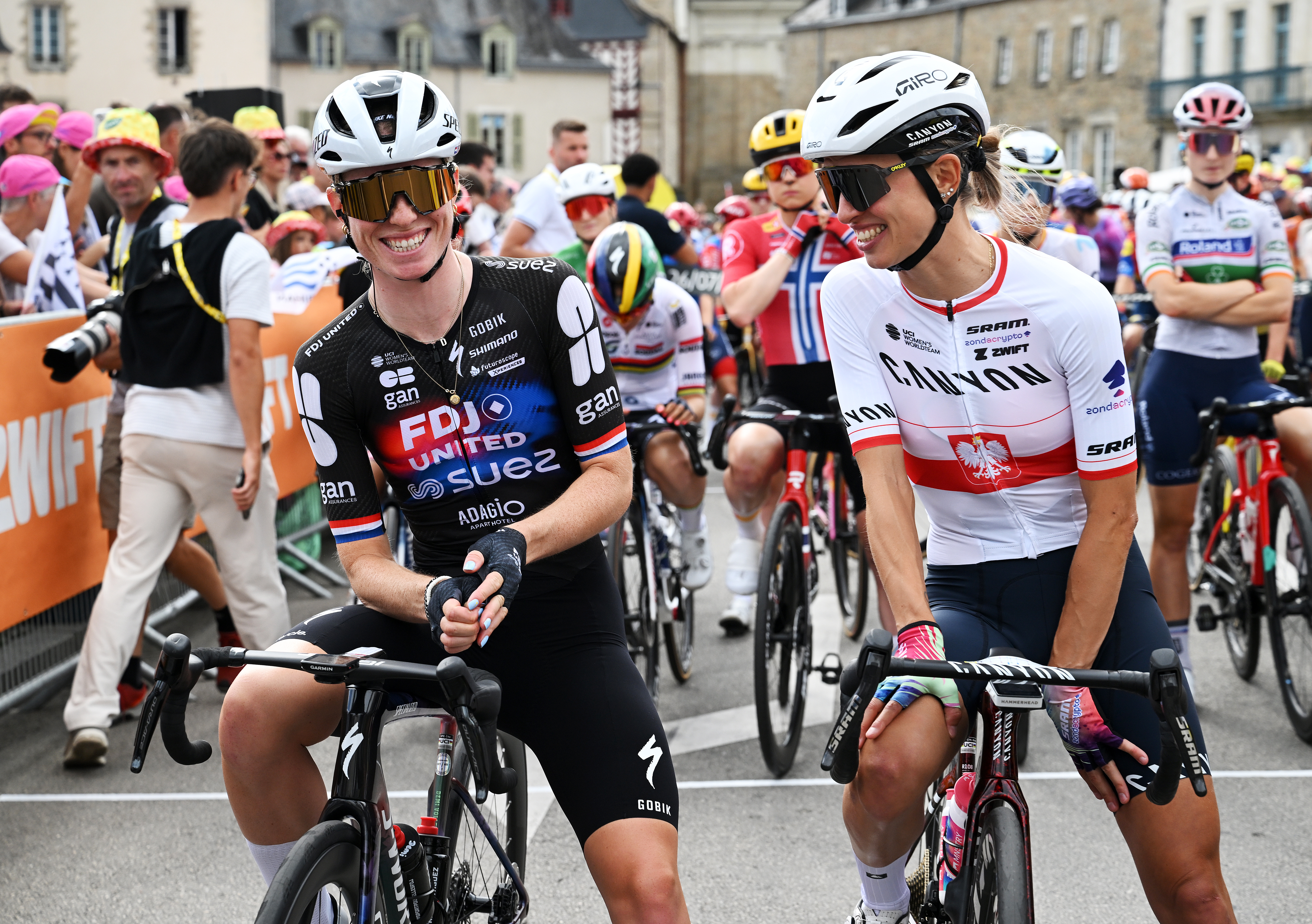 Demi Vollering and Kasia Niewiadoma at the Tour de France Femmes 2025