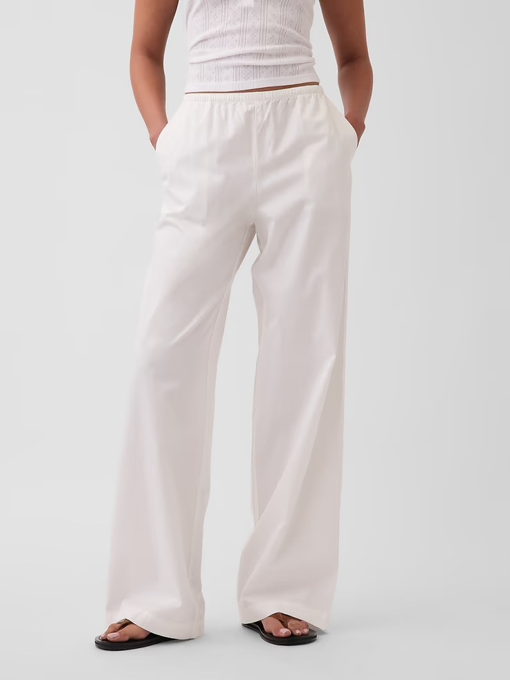 Gap, Mid Rise Poplin Relaxed Easy Wide-Leg Pants