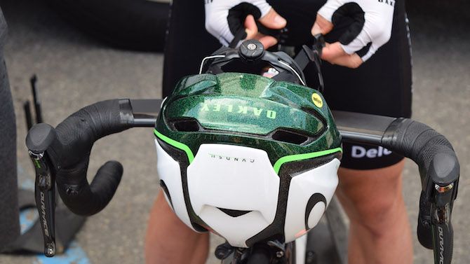 Cavendish also has a custom, colour-coordinated helmet