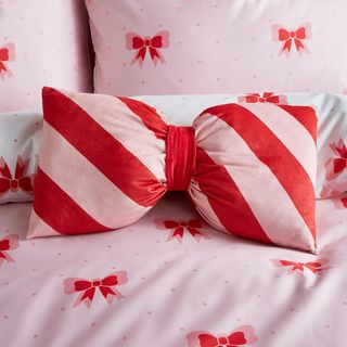 Dunelm Sassy B Candy Stripe Bow Cushion