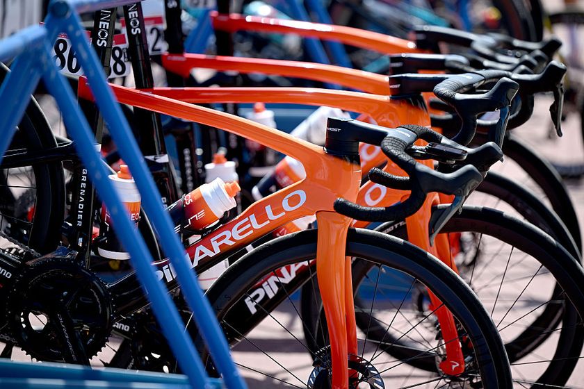 GIULIANOVA, ITALY - MAY 17: Pinarello Bike of Brandon Smith Rivera of Colombia and Team INEOS Grenadiers prior to the 108th Giro d&amp;apos;Italia 2025, Stage 8 a 197km stage from Giulianova to Castelraimondo / #UCIWT / on May 17, 2025 in Giulianova, Italy. (Photo by Dario Belingheri/Getty Images)