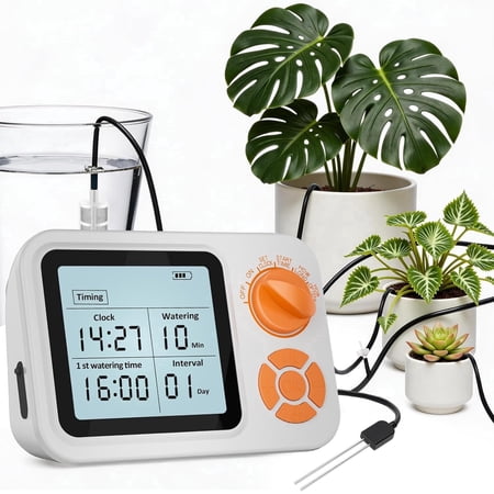 Mjiaexp Automatic Drip Irrigation Kit With Smart Humidity Detection and Programmable Water Timer, Auto Plant Waterer Plant Watering Devices Indoor Self Watering System for 15 Potted Plant