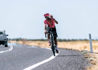 Lachlan Morton (EF Education-EasyPost) on the road on day 6 of his around Australia record attempt