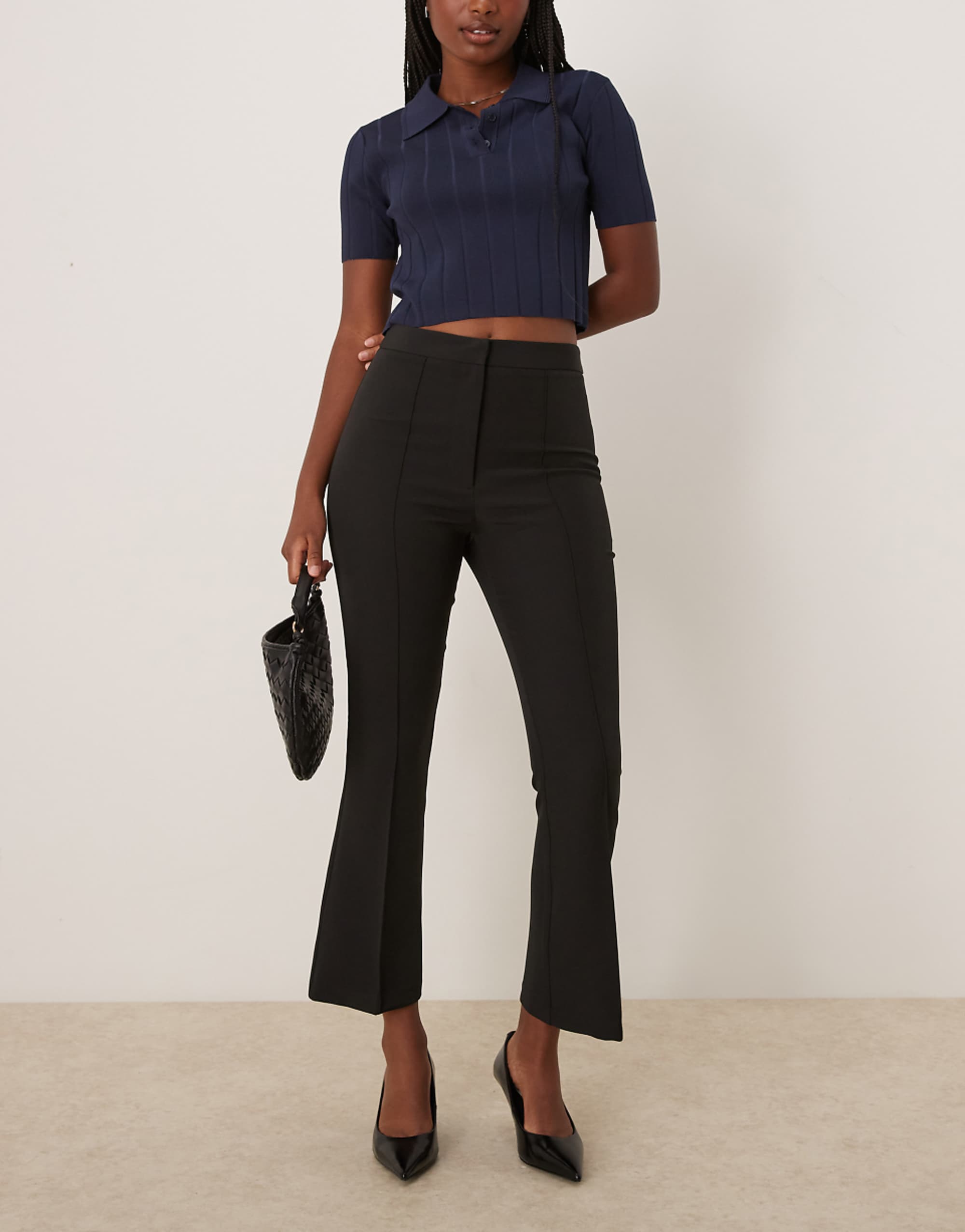 Asos Design Kick Flare Tailored Trouser in Black