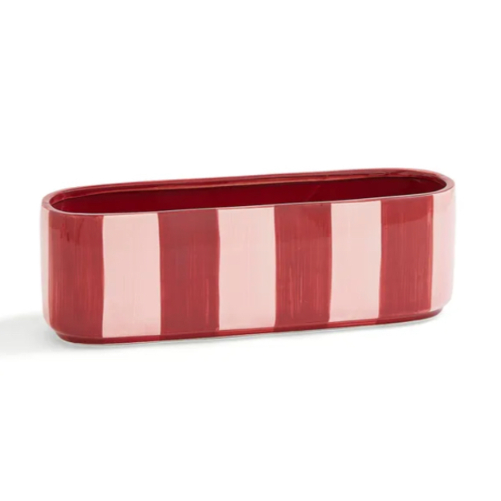 red and pink rectangular windowsill planter 