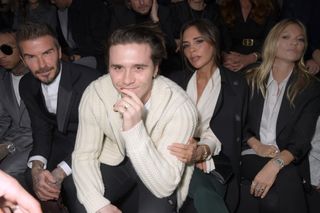 David and Victoria Beckham with son at Dior Homme Menswear Fall/Winter 2020-2021 show as part of Paris Fashion Week
