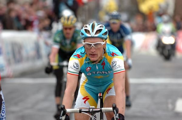 Enrico Gasparotto (Astana) crosses the finish in third place.