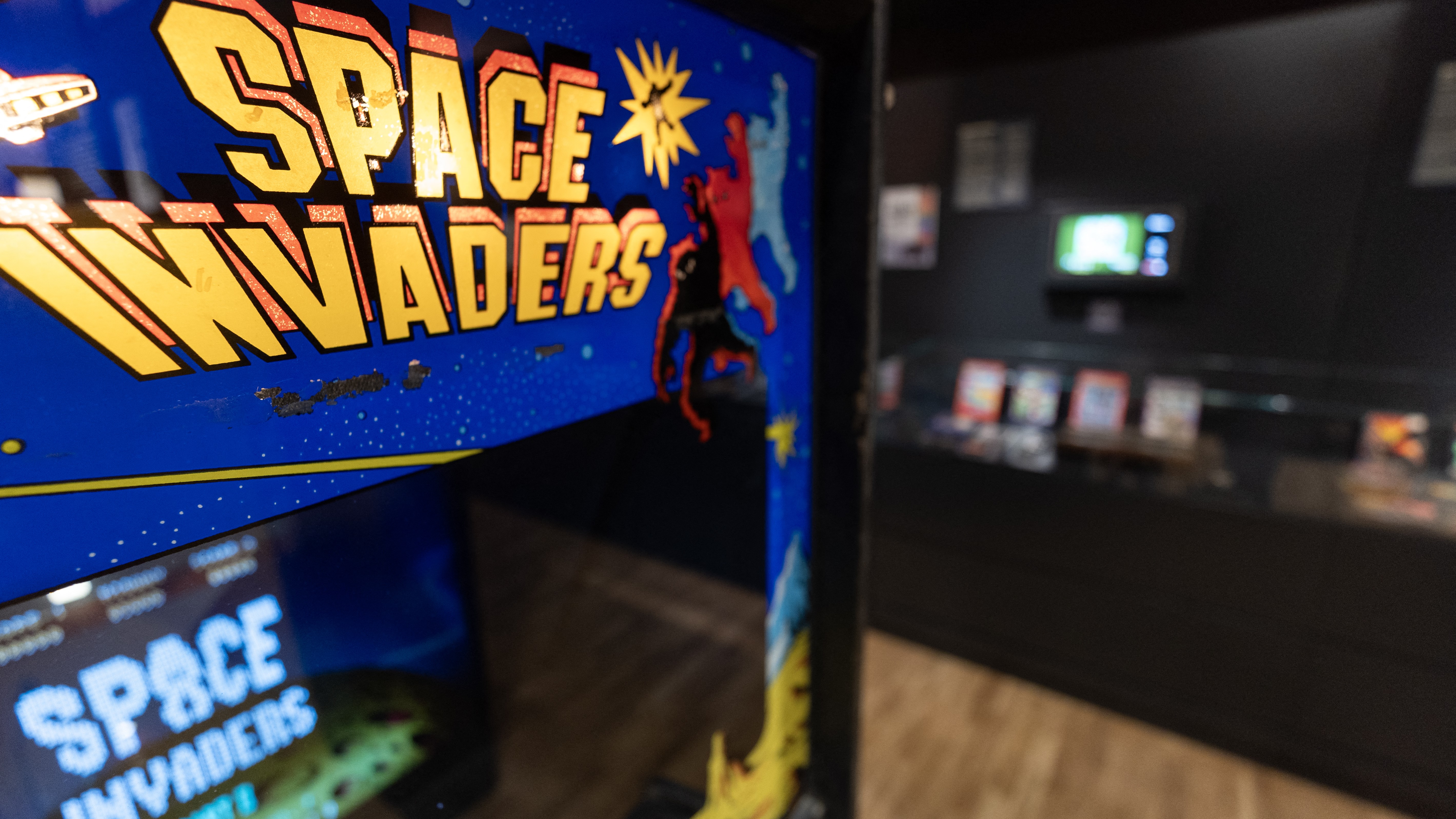 A Space Invaders cabinet seen from the side in Croatia.