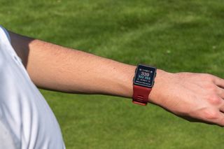 Shot Scope G3 GPS watch on a golfer's wrist