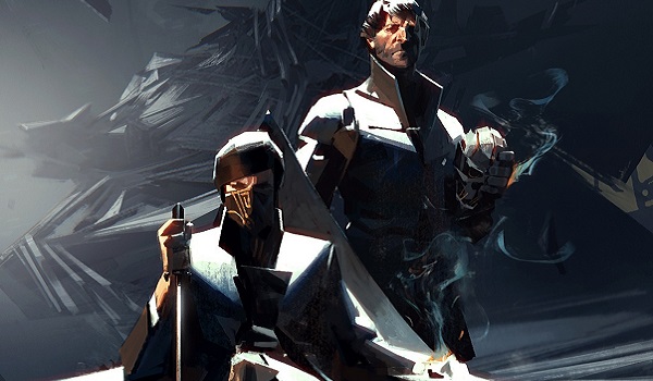 Emily sits on the throne, Corvo at her side in Dishonored 2