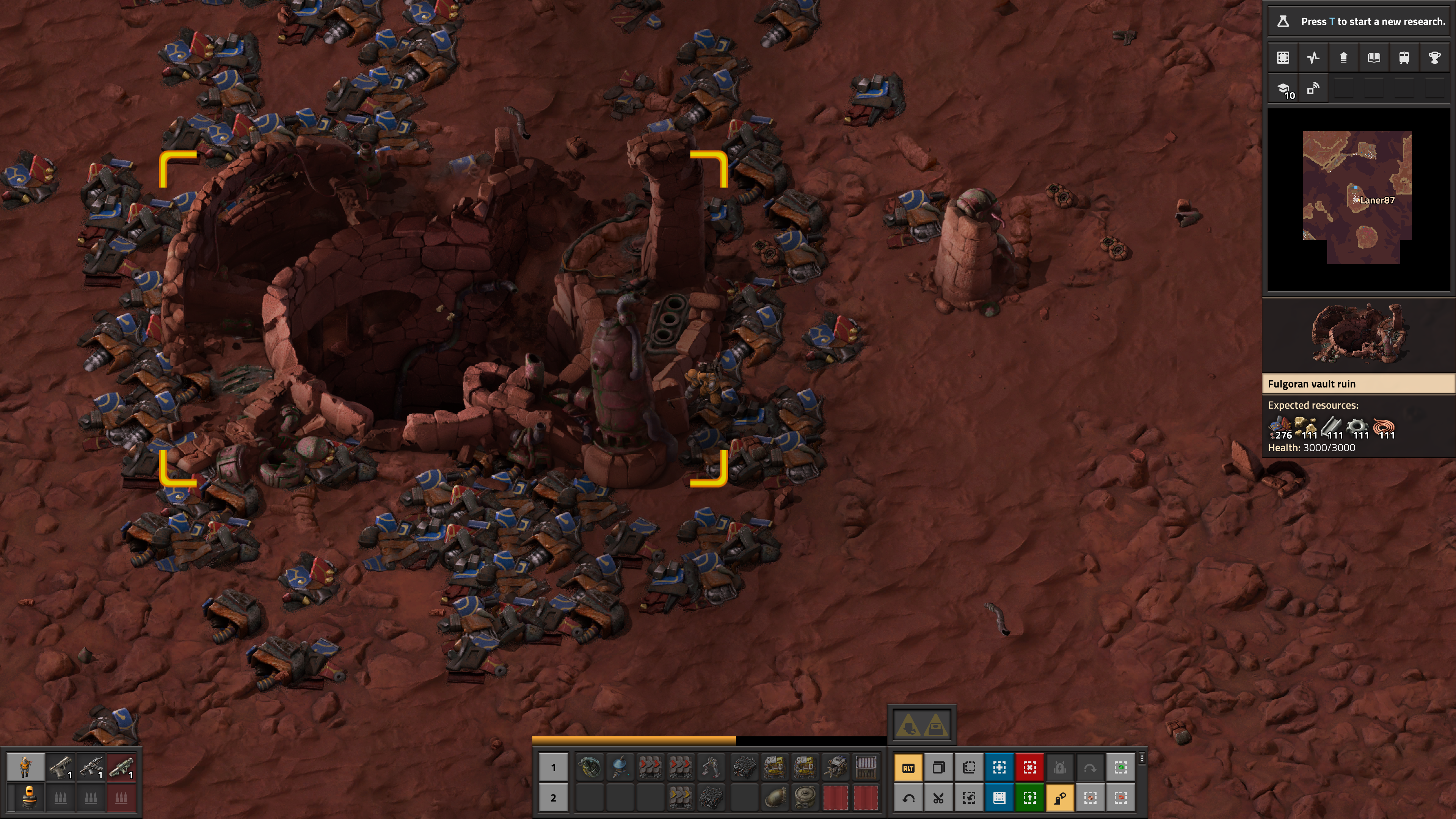 A factory on a dusty, red planet in Factorio: Space Age.