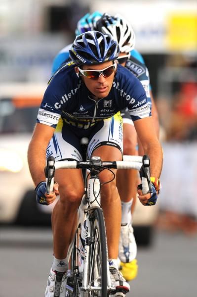 Marco Marcato (Vacansoleil) sets the pace in the day's four-man break.
