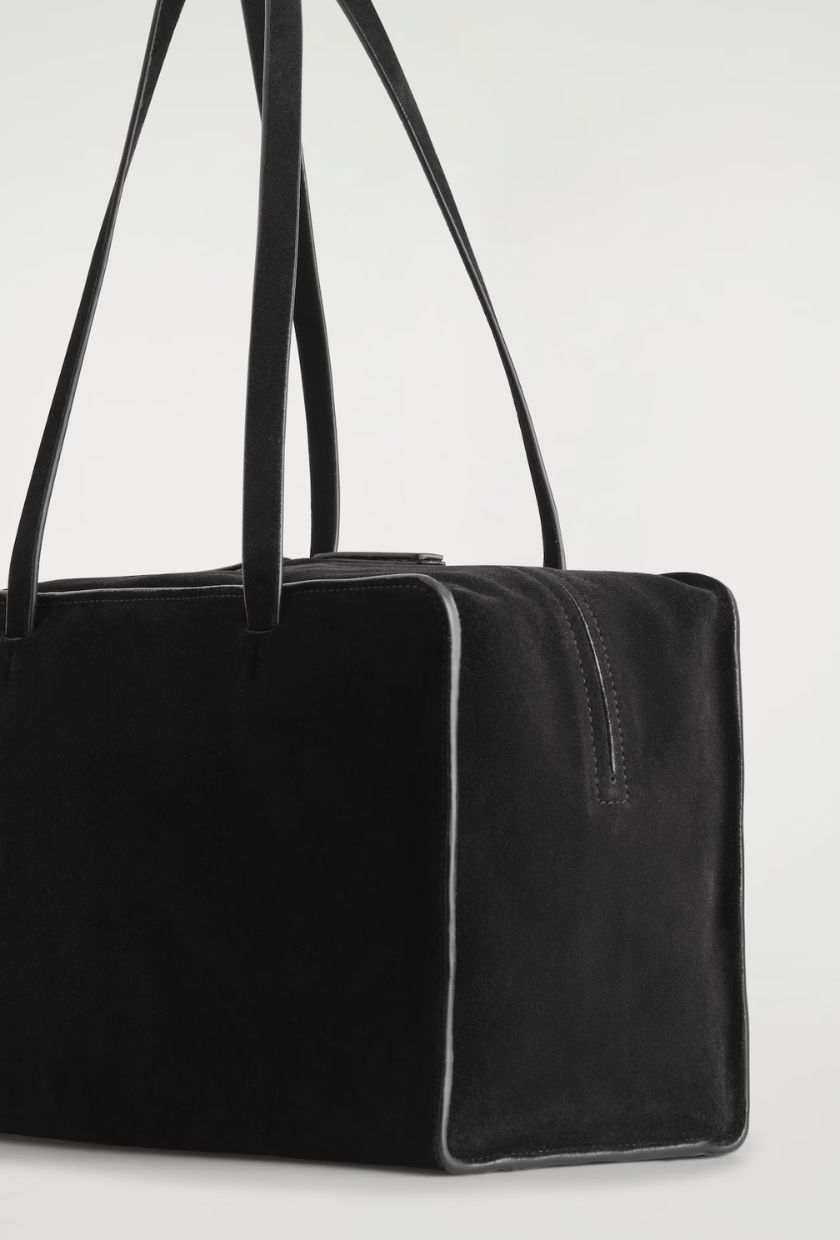 COS Marais Suede Bowling Bag in 'Black'